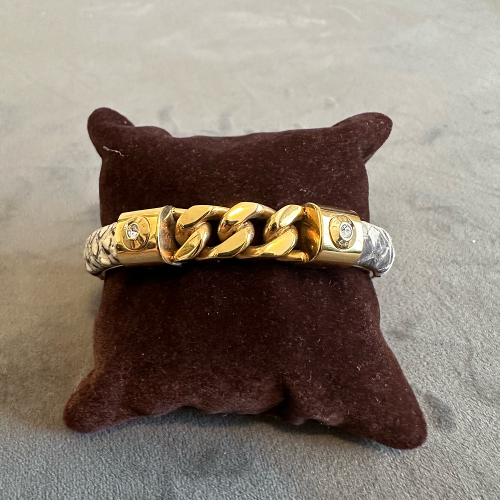 Gold and Snake Chain Cuff Bracelet